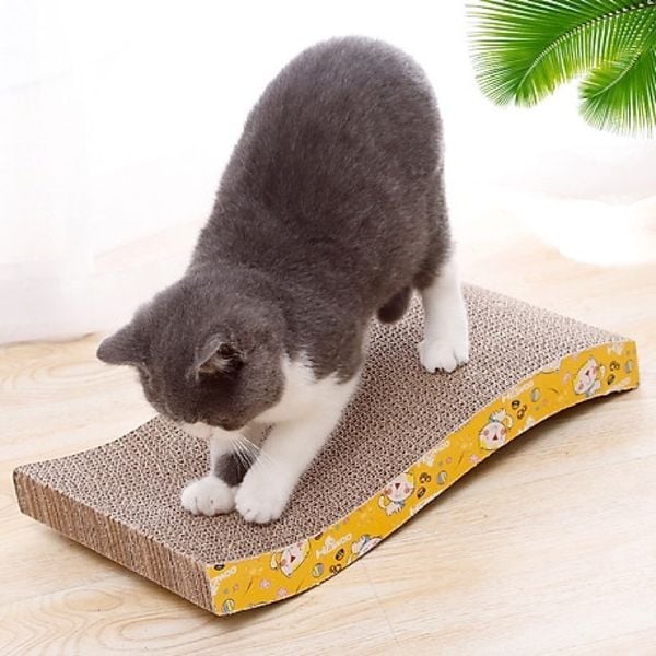 Đồ chơi bàn cào móng cho Mèo bằng carton giúp Mèo thư giãn,  kèm cỏ mèo