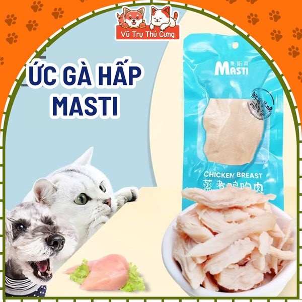 Ức Gà Hấp Masti Cho Chó Mèo 40g