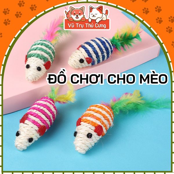 Đồ chơi cho Mèo hình chuột cói có lông vũ