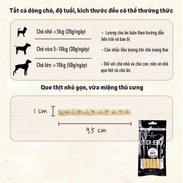 Que Thưởng Thịt Mềm Cho Chó Stick Jerky Bowwow 50g