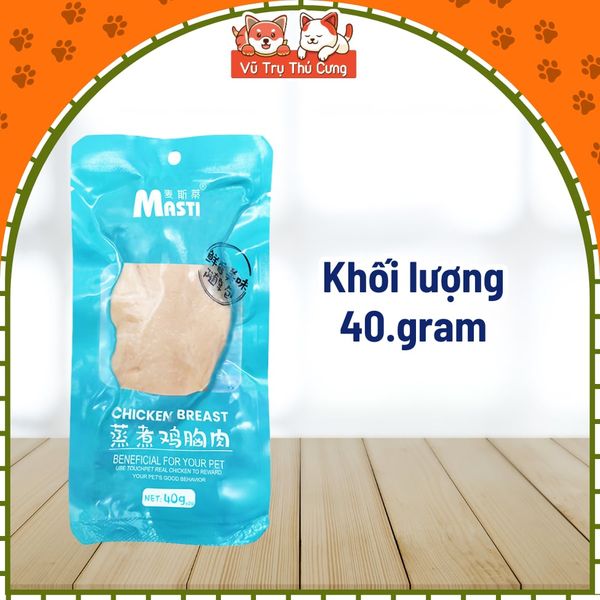 Combo 5 Gói Ức Gà Hấp Cho Chó Mèo Masti 40g