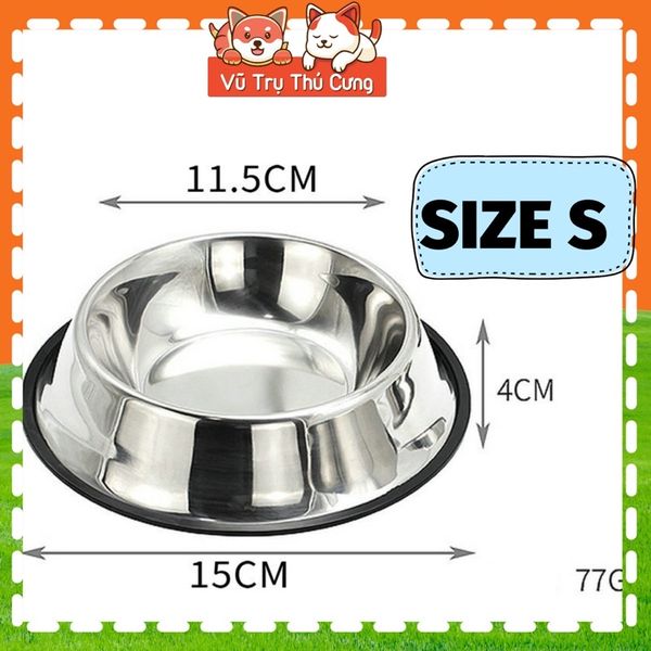 Bát ăn inox chống trượt cho Chó mèo Full size