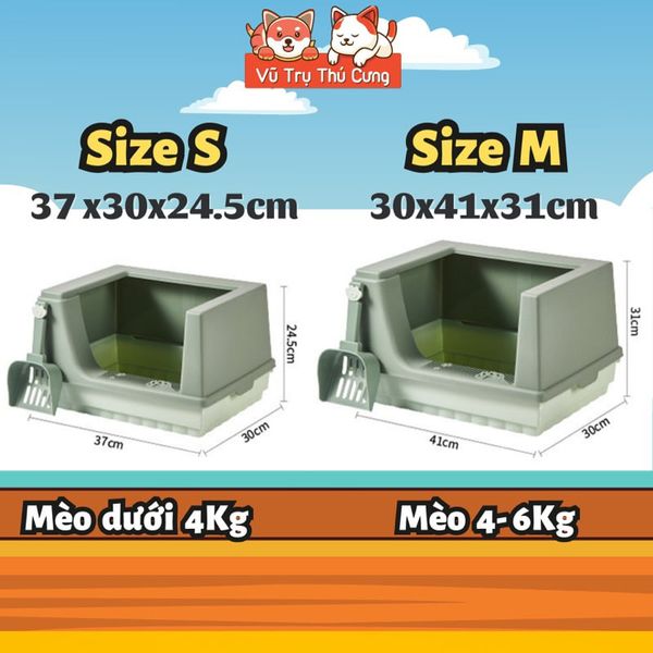 Nhà vệ sinh cho Mèo thành cao, chống văng cát, tặng kèm xẻng