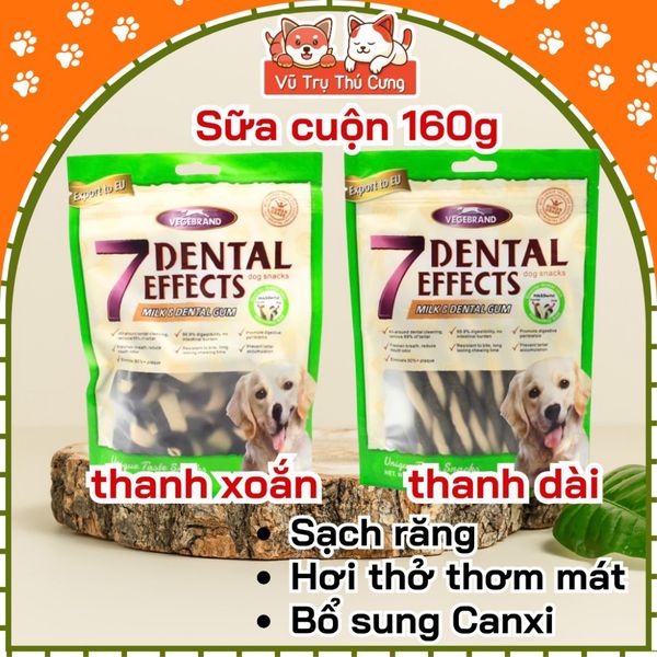 Snack Gặm Sạch Răng Cho Chó, cá hồi cuộn sữa 7Dental Effects 160g
