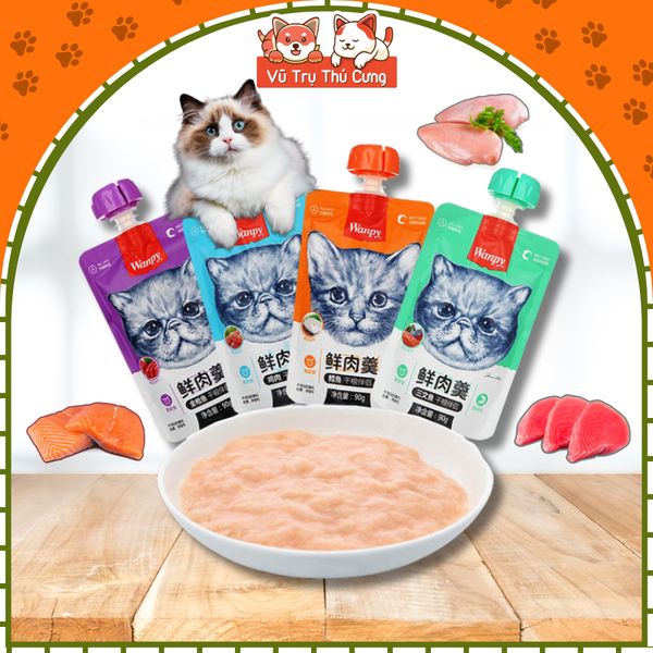 Súp thưởng Wanpy nắp vặn cho mèo mọi độ tuổi, tuýp 90g
