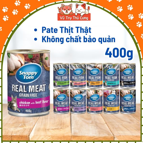 Pate lon Snappy Tom cho Mèo 400g, đủ hương vị