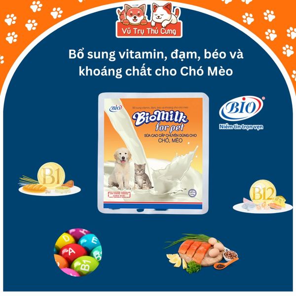 Sữa Bio Milk cho Chó Mèo 100g, cung cấp dinh dưỡng cho Mèo con