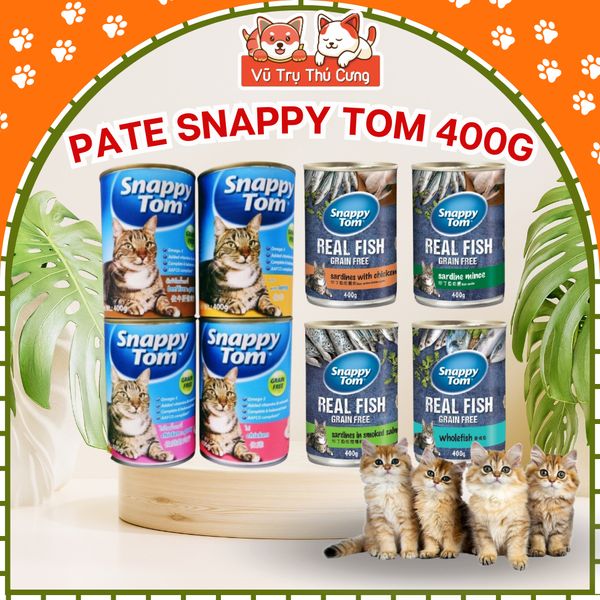 Pate lon Snappy Tom cho Mèo 400g, đủ hương vị
