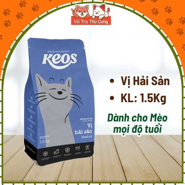 (1.5Kg) Thức Ăn Hạt Cho Mèo Keos Giúp Tiêu Búi Lông, Tiết Niệu
