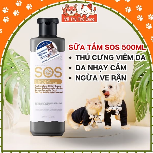 Sữa tắm SOS đen, ngừa ve rận, bọ chét cho thú cưng chó mèo 530ml