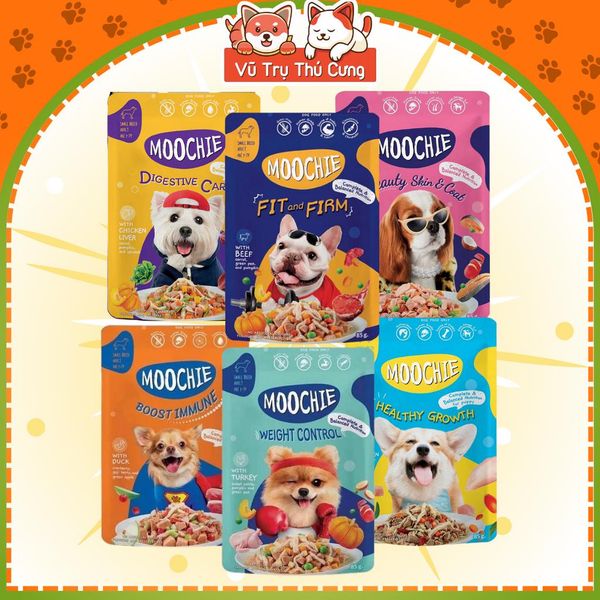 Combo 6 gói Pate Moochie cho Chó đủ các vị, bổ sung protein từ thịt và chất xơ từ rau củ quả