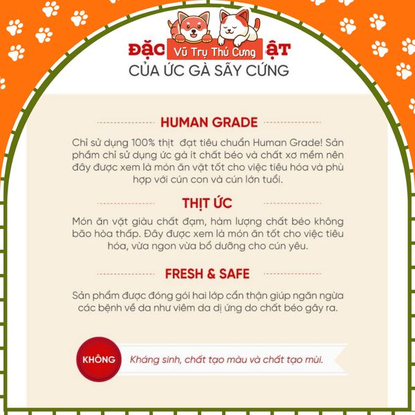 Snack cho chó Natural Core thịt ức gà vịt sấy Bánh thưởng thú cưng 180g