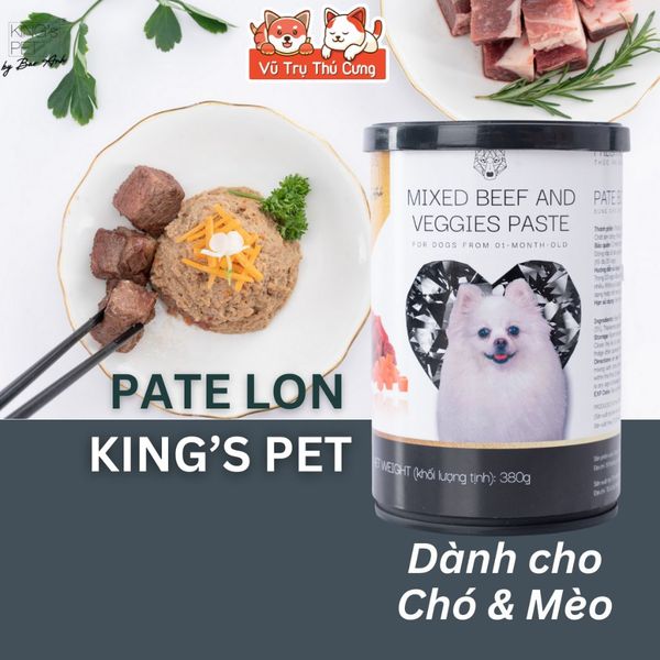 Pate King Pet Cho Chó Mèo Từ Thịt và Rau Củ  Lon 380g