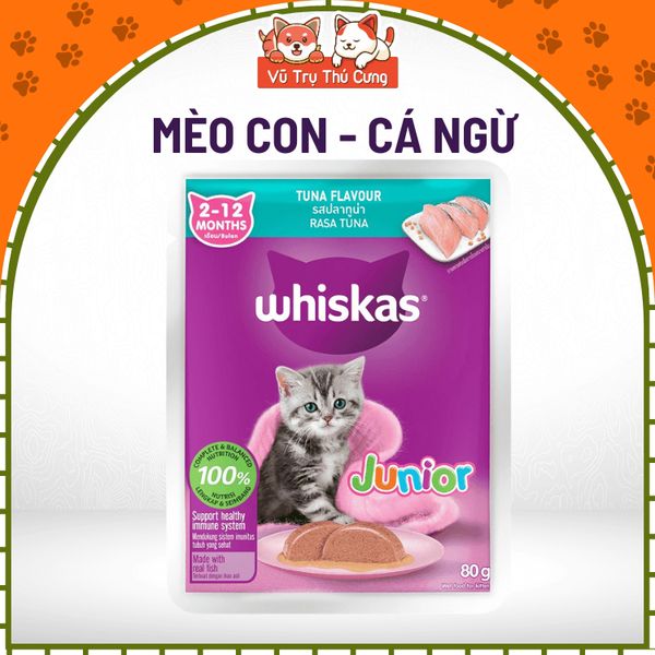 Pate Whiskas dành cho mèo con, mèo trưởng thành 80g