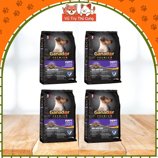 (12Kg) Thùng 4 Gói 3Kg Thức Ăn Hạt Ganador Cho Chó Nhiều Dinh Dưỡng