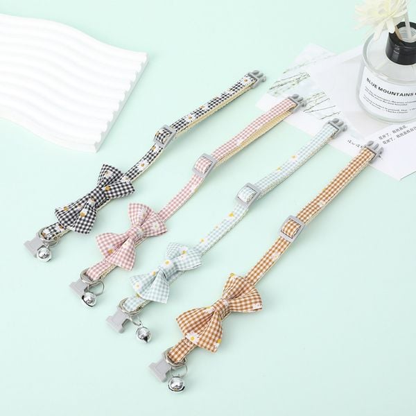 Vòng cổ cho chó mèo có lục lạc, đính nơ với nhiều họa tiết dễ thương