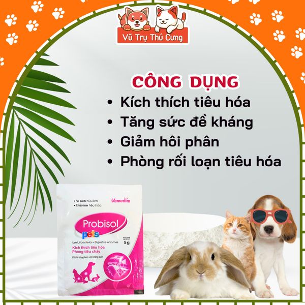 Combo 10 Gói Men tiêu hoá cho chó mèo Probisol - Hỗ trợ tiêu hoá, bổ sung Vitamin cho chó mèo