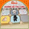 Giường gỗ cho thú cưng, Võng cho chó mèo họa tiết xinh xắn