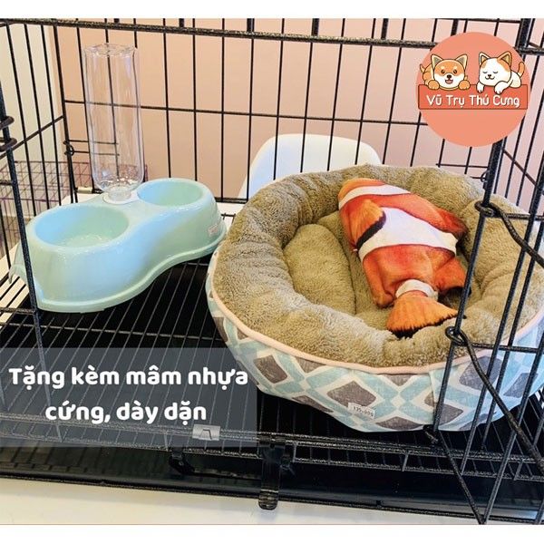 Chuồng sắt vân đá tĩnh điện nan dày không gỉ cho Chó mèo size vừa