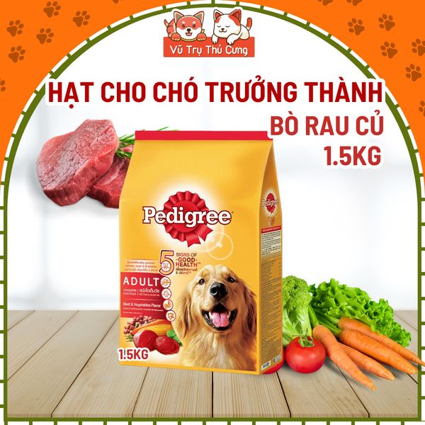 Thức ăn Hạt Pedigree cho Chó trưởng thành vị Bò 1,5Kg