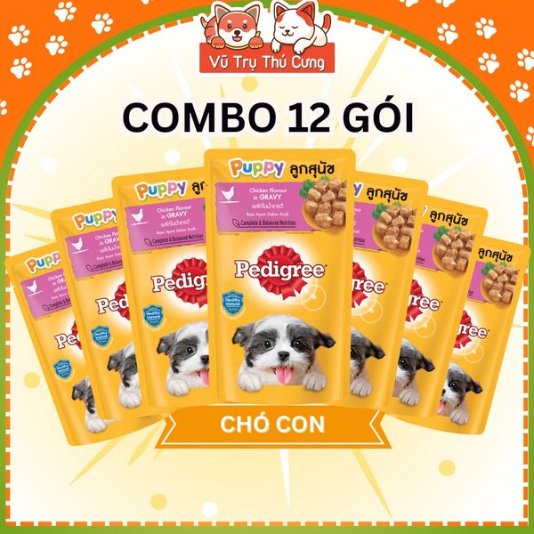 Combo 12 gói Pate Pedigree cho Chó Con, Chó Trưởng Thành 130g