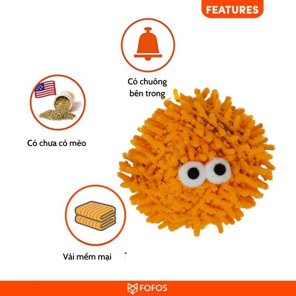 Đồ chơi cho mèo banh tròn vui nhộn có chuông và cỏ mèo FOFOS2