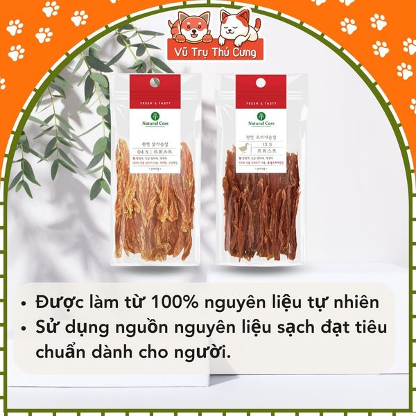 Snack sấy cho Chó Natural Core, Que gặm dinh dưỡng vị thịt gà, vịt