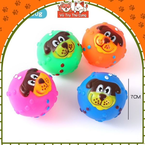Đồ chơi bóng gặm cho thú cưng, hình mặt chó có tiếng kêu