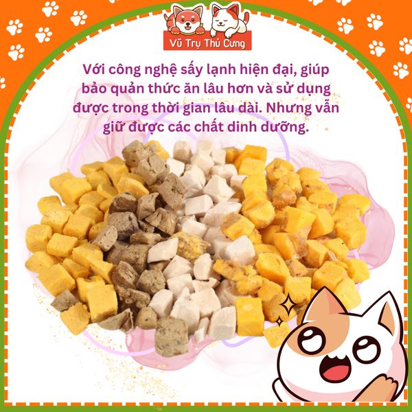 Thịt gà sấy hỗn hợp cho Chó mèo kén ăn 100g, Đồ sấy khô cho thú cưng