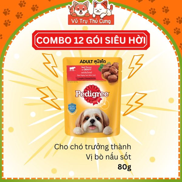 Combo 12 gói Pate Pedigree cho chó 80g