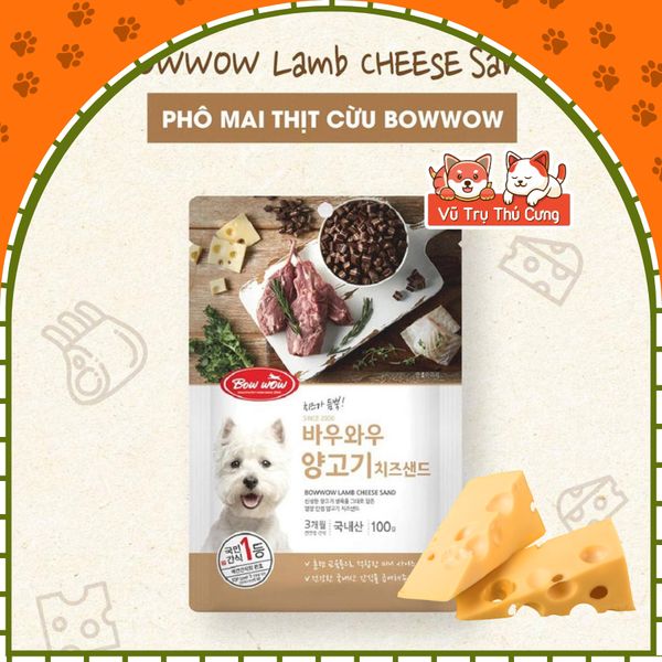 Snack Cho Chó Phô Mai Viên Mix Thịt Cừu Bowwow Hàn Quốc 100g