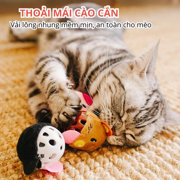 Đồ chơi banh tròn hình thú chứa chuông & catnip FOFOS2