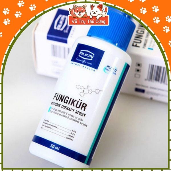 Dung dịch xịt FUNGIKUR ALKINLAB cho Chó Mèo 50ml| Dung dịch xịt nấm da, viêm da cho Chó Mèo