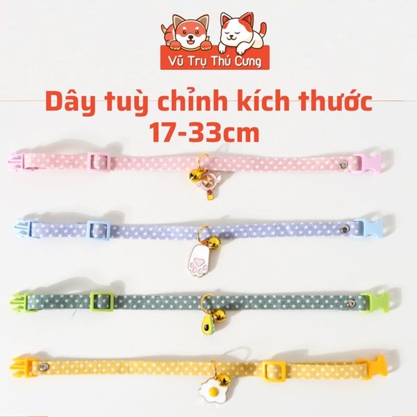 Vòng cổ Chó Mèo có chuông lục lạc kèm Charm Cute