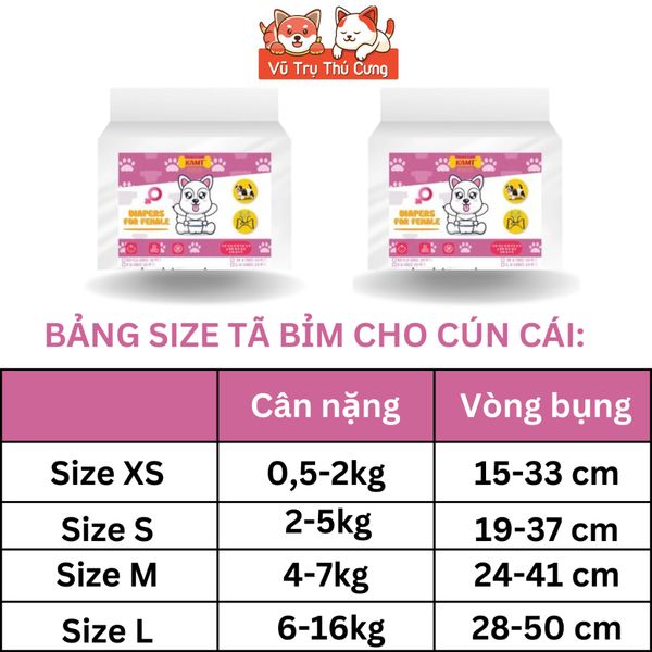 Bỉm cho chó Kamt, Tã quần cho chó cái và chó đực siêu thấm hút 10 miếng