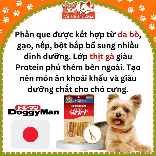 Snack Cho Chó Que Da Bò Nhúng Thịt Gà DoggyMan (10 Que)