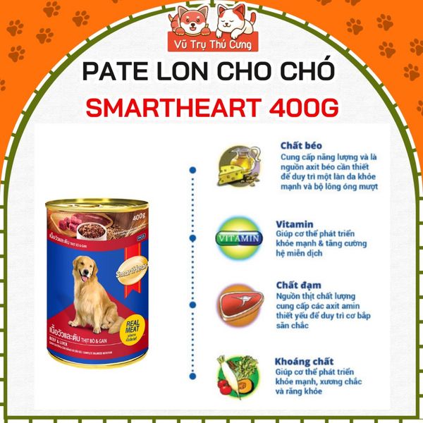 Combo 4 Lon Pate Smartheart Thái Lan Cho Chó 400g