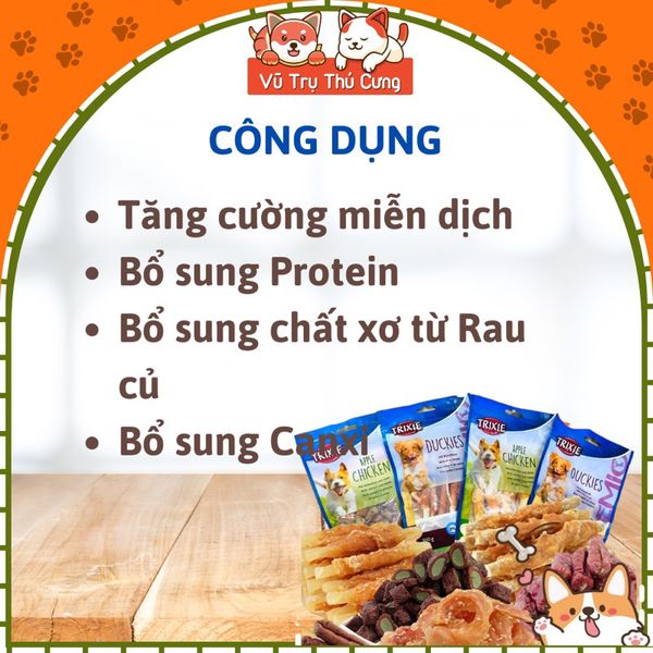 Snack Cho Chó Thịt Gà, Thịt Vịt Cuộn Rau Củ 100g