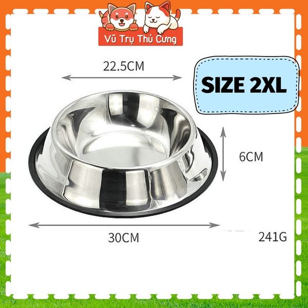 Bát ăn inox chống trượt cho Chó mèo Full size