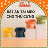 Bát ăn cho chó mèo chống gù lưng, họa tiết tai gấu màu pastel