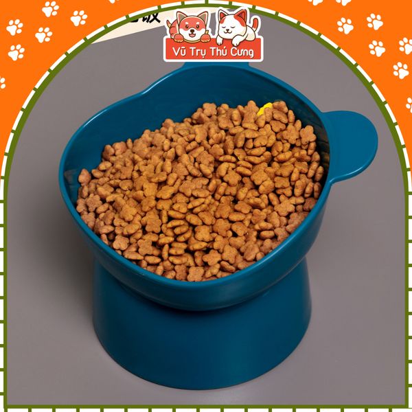 Bát ăn cho chó mèo chống gù lưng, họa tiết tai gấu màu pastel