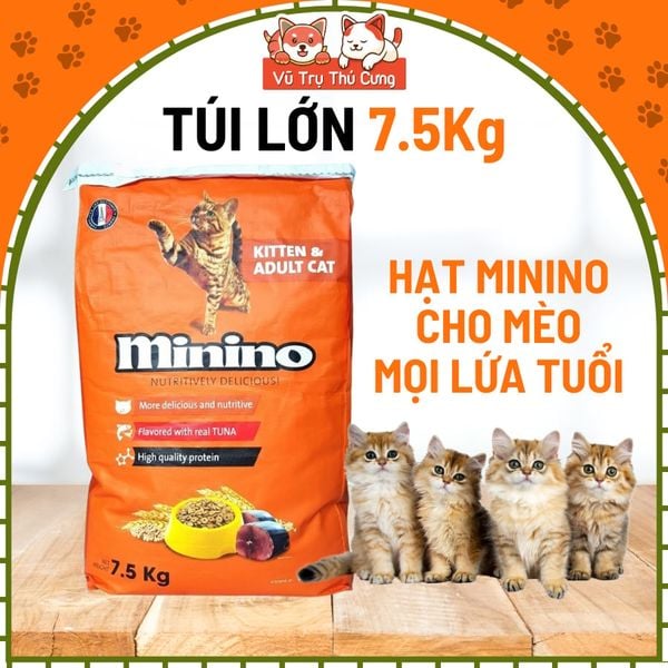 7,5Kg Thức Ăn Hạt Cho Mèo Mọi Lứa Tuổi Minino Tuna Bao Xá