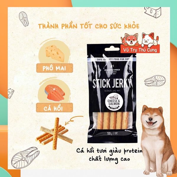 Que Thưởng Thịt Mềm Cho Chó Stick Jerky Bowwow 50g