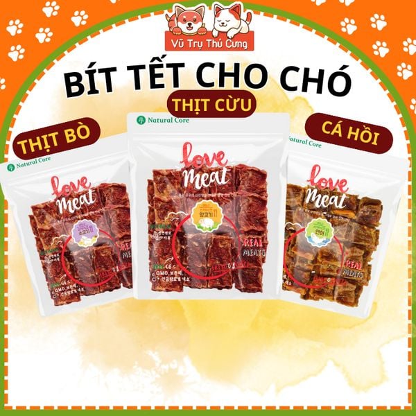 Snack Cho Chó Bít Tết Vị Bò/ Cừu/ Cá Hồi Natural Core 160g