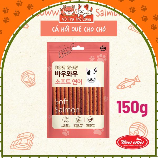 Snack Que Mềm Vị Cá Hồi Gà Cho Chó Bowwow Hàn Quốc 150g