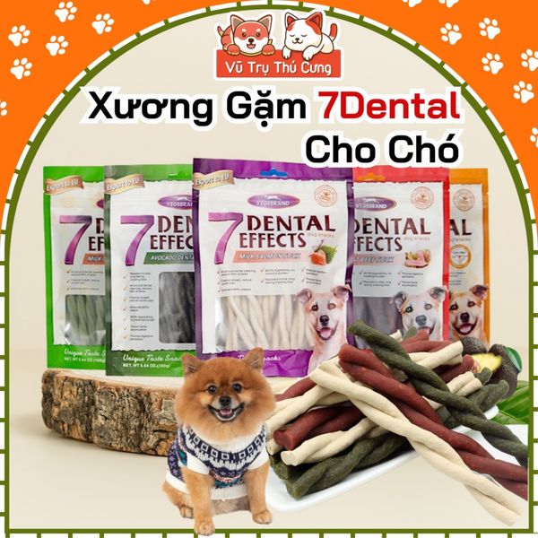 Snack Gặm Sạch Răng Cho Chó, cá hồi cuộn sữa 7Dental Effects 160g