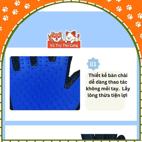 Găng tay chải lông rụng chó mèo - Tắm chó mèo, lấy lông rụng thú cưng (màu ngẫu nhiên)