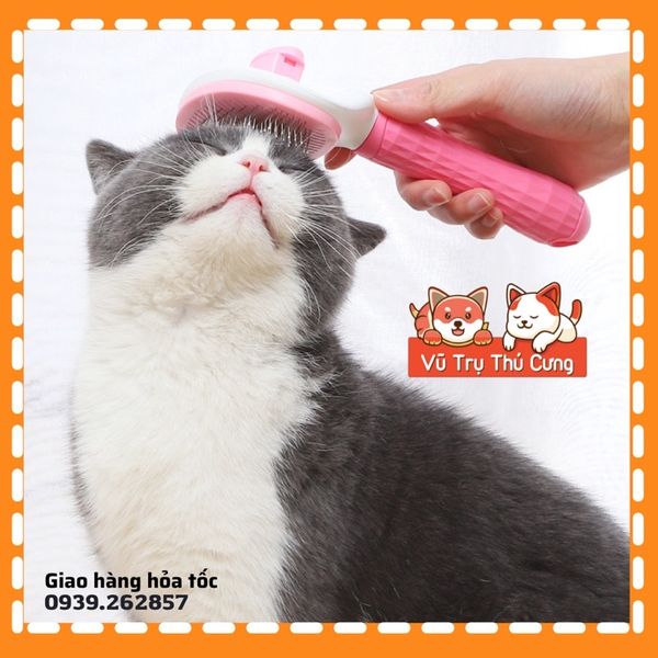 Lược chải lông chó mèo có nút bấm lấy lông tiện lợi, size lớn