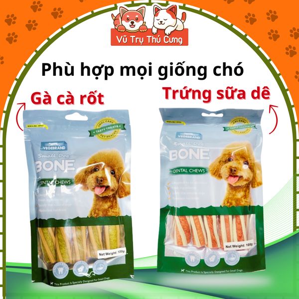 Snack Cho Chó Thịt Gà, Thịt Vịt Cuộn Rau Củ 100g
