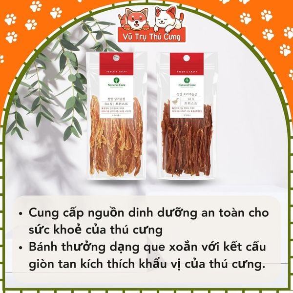 Snack sấy cho Chó Natural Core, Que gặm dinh dưỡng vị thịt gà, vịt